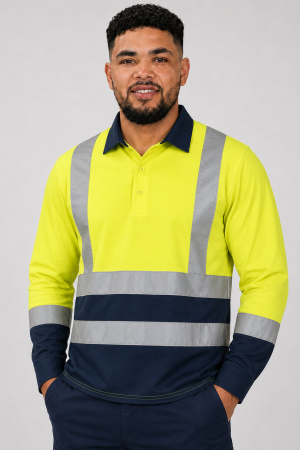 Long sleev two tone golf shirt