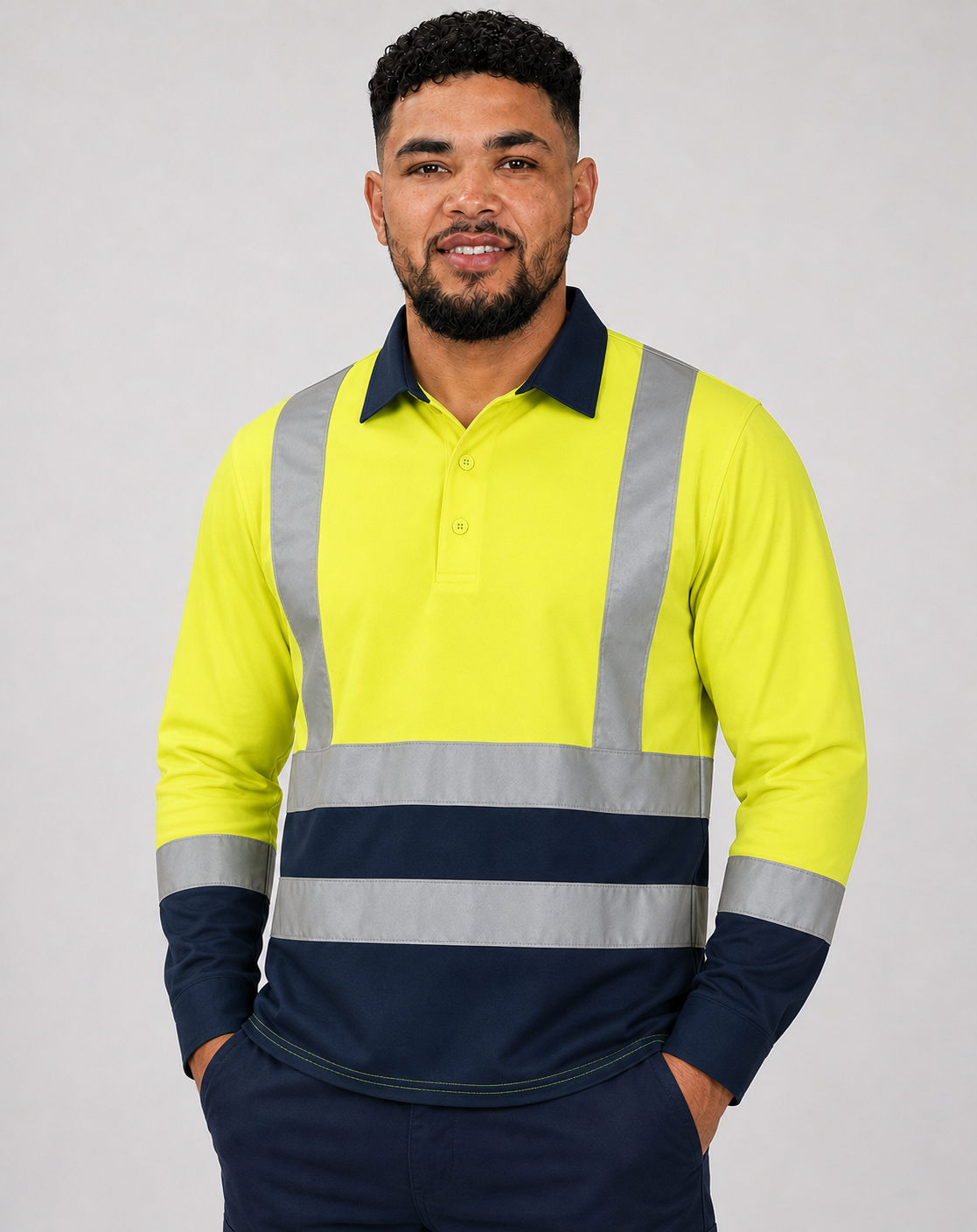 Long sleev two tone golf shirt
