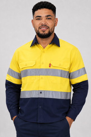 Long sleev two tone mining shirt