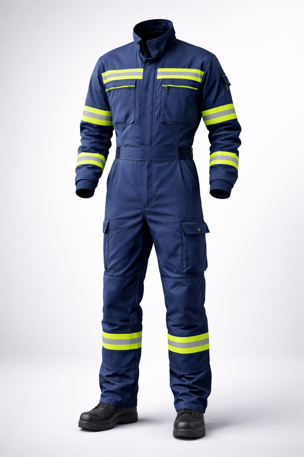 Premium 100% Cotton Hi-Vis Industrial Overall - Navy Blue