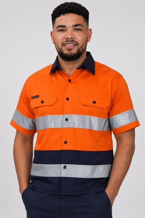 short sleev two tone mining shirt