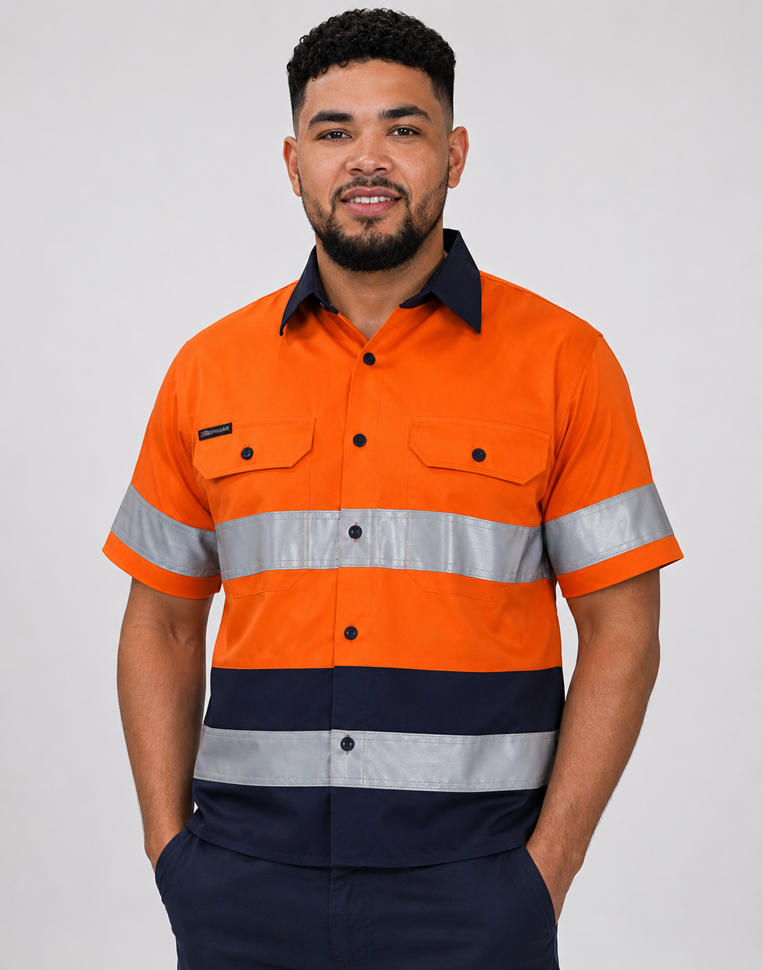 short sleev two tone mining shirt